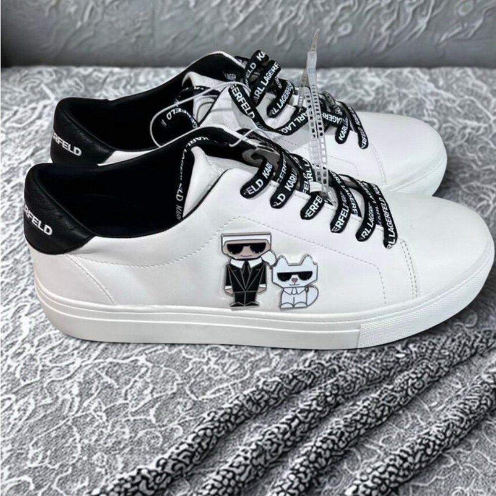 Karl Lagerfeld White and Black Character Sneakers NWOB